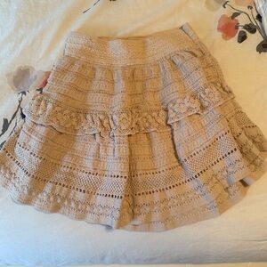 Aerie Tan Crochet Skater Skirt
